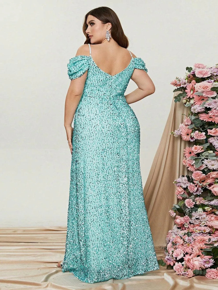 Elegant A-Line Off-the-shoulder Dress With Slit Marigold