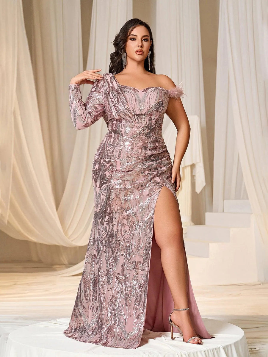 Elegant Ruched Wrap Hem Sequin Tube Dress