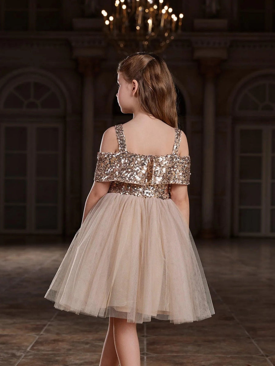 Tween Girls' One Shoulder Chain Detail Sequin Party Dress