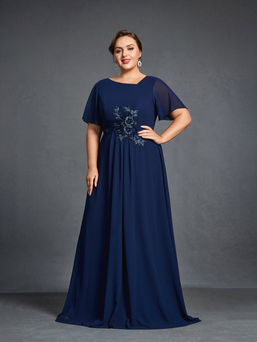 plus size wedding guest formal dresses Plus Size Sleeveless Double V-Neck Sequin Midi Wedding Guest Dress with  Tulle main image 1