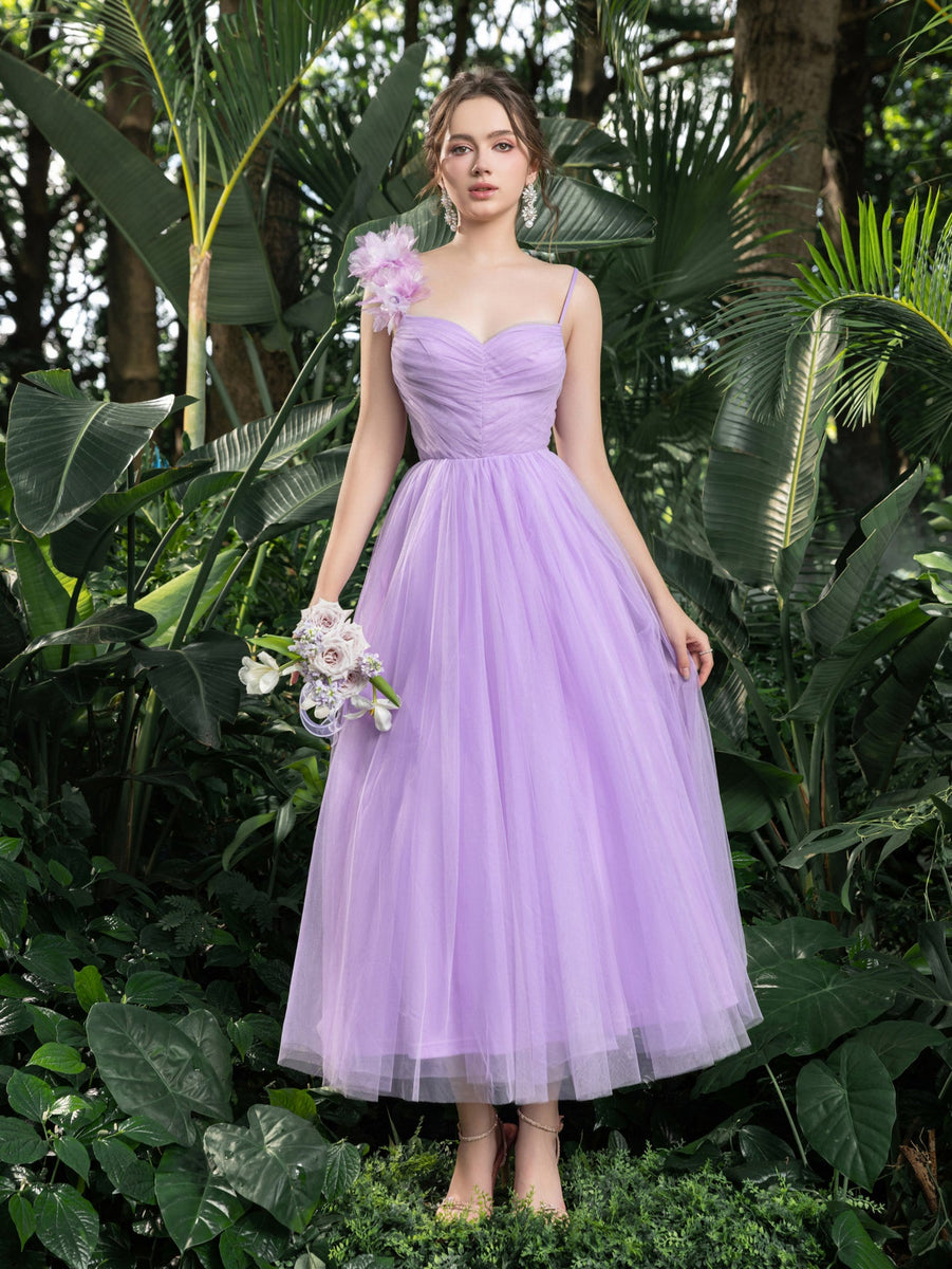 open lace back dress Midi Romantic Tulle Gown – Elegant Dress for Garden Weddings, Charity Pink / M