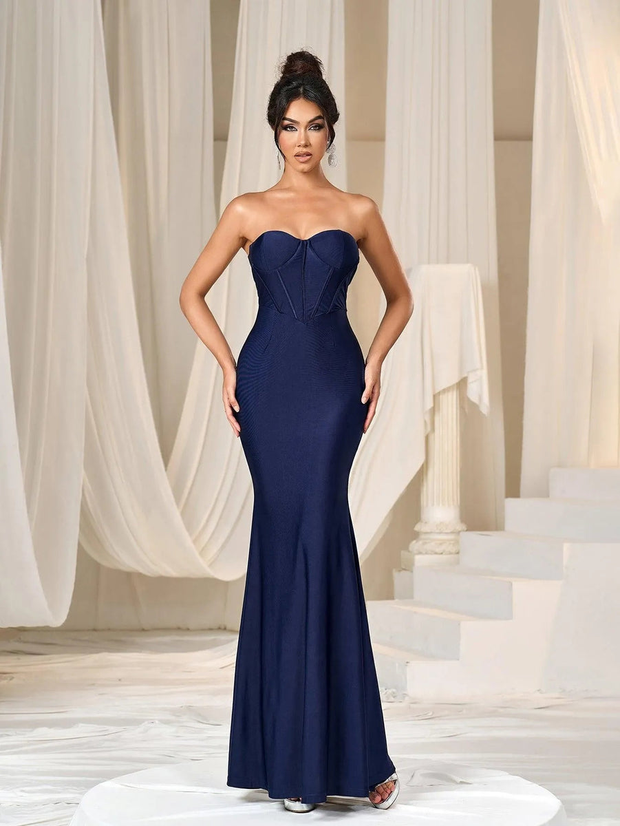 Solid Mermaid Hem Tube Formal Dress – Faeriesty