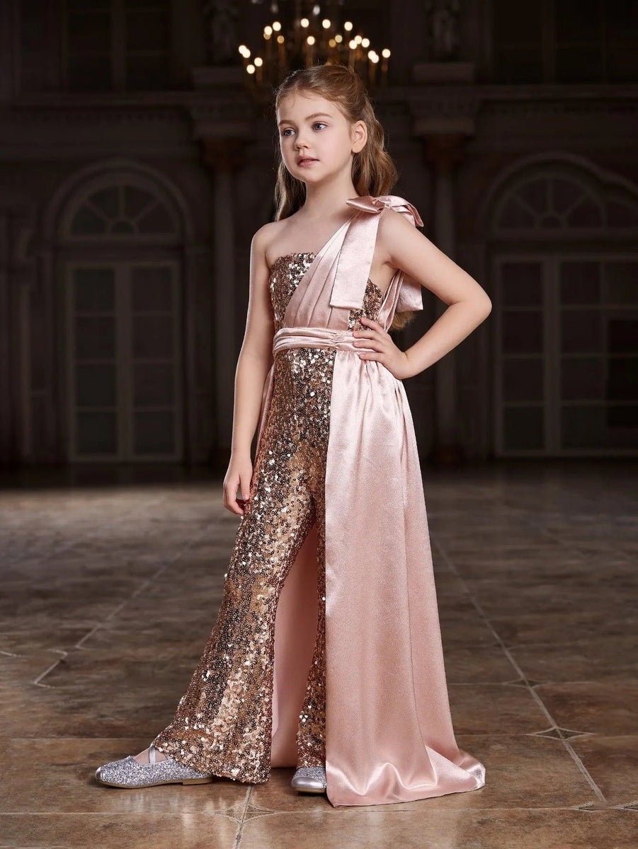 Tween Girls' Off Shoulder Sequin Party Jumpsuit
