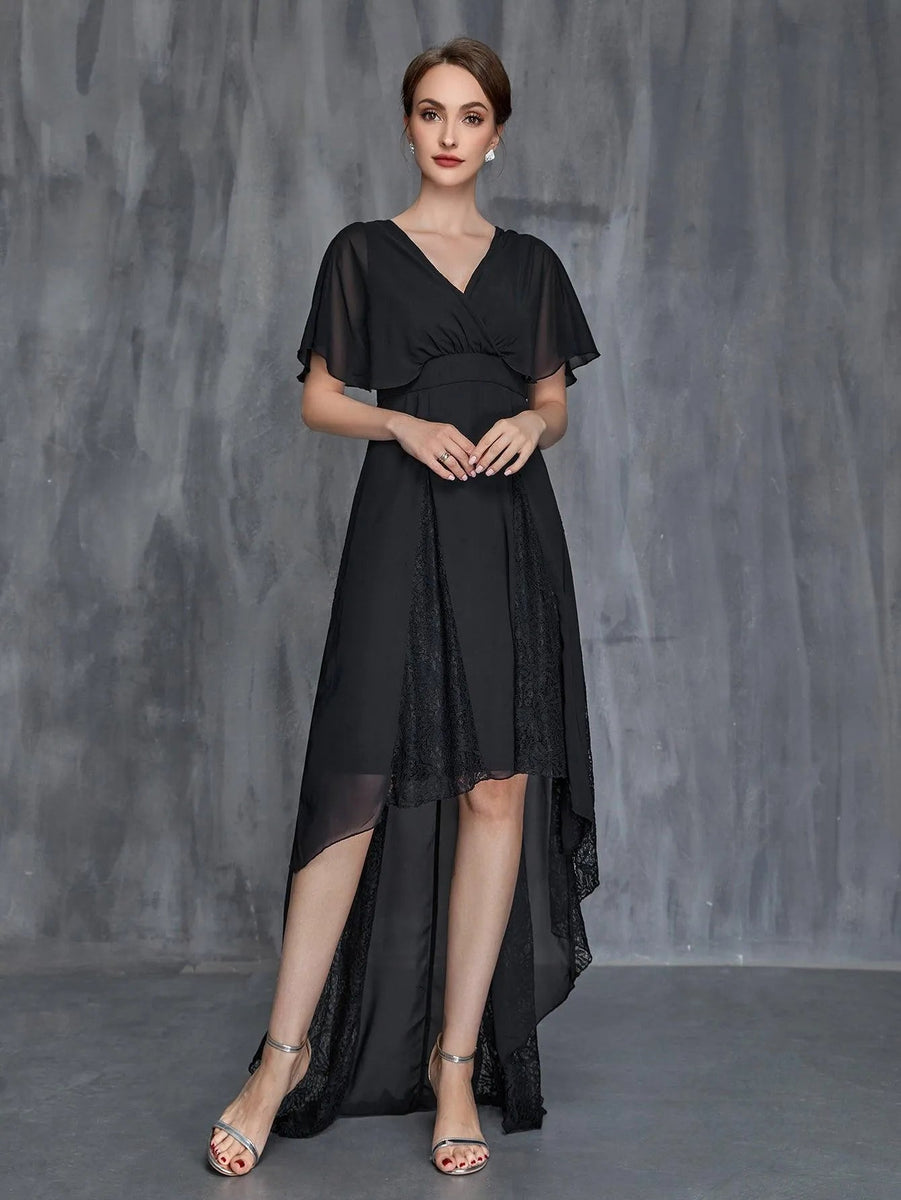 Womens' Surplice Neck High Low Hem Chiffon Dress – Faeriesty
