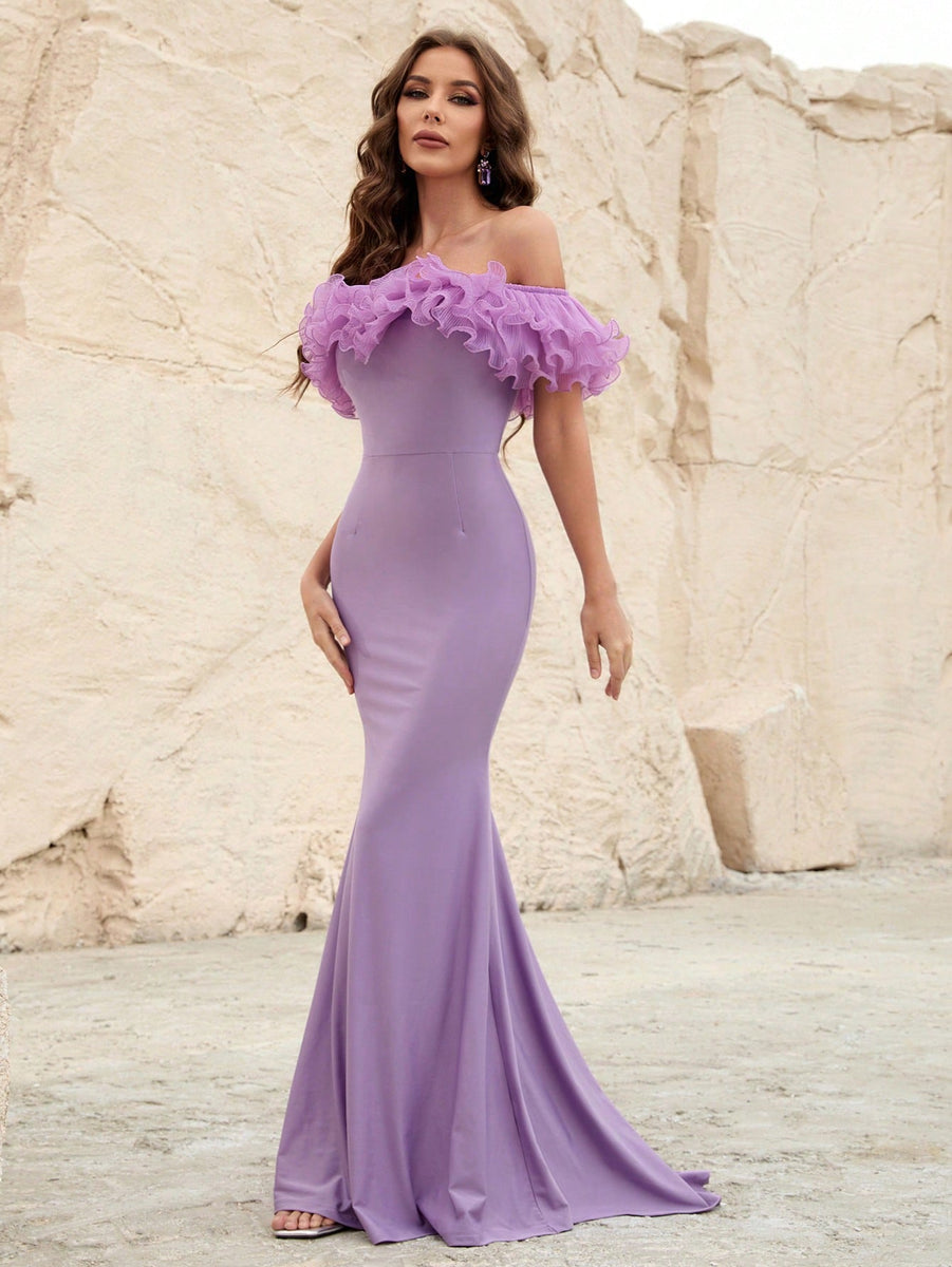 Leslie Off-The-Shoulder Stylish Mermaid Dress