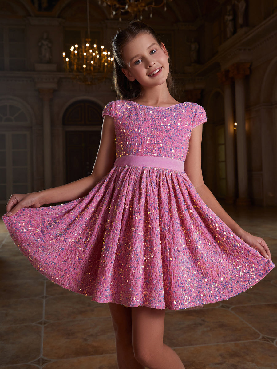 Tween Girls' Bow Back Sequin A Line Dress – Faeriesty