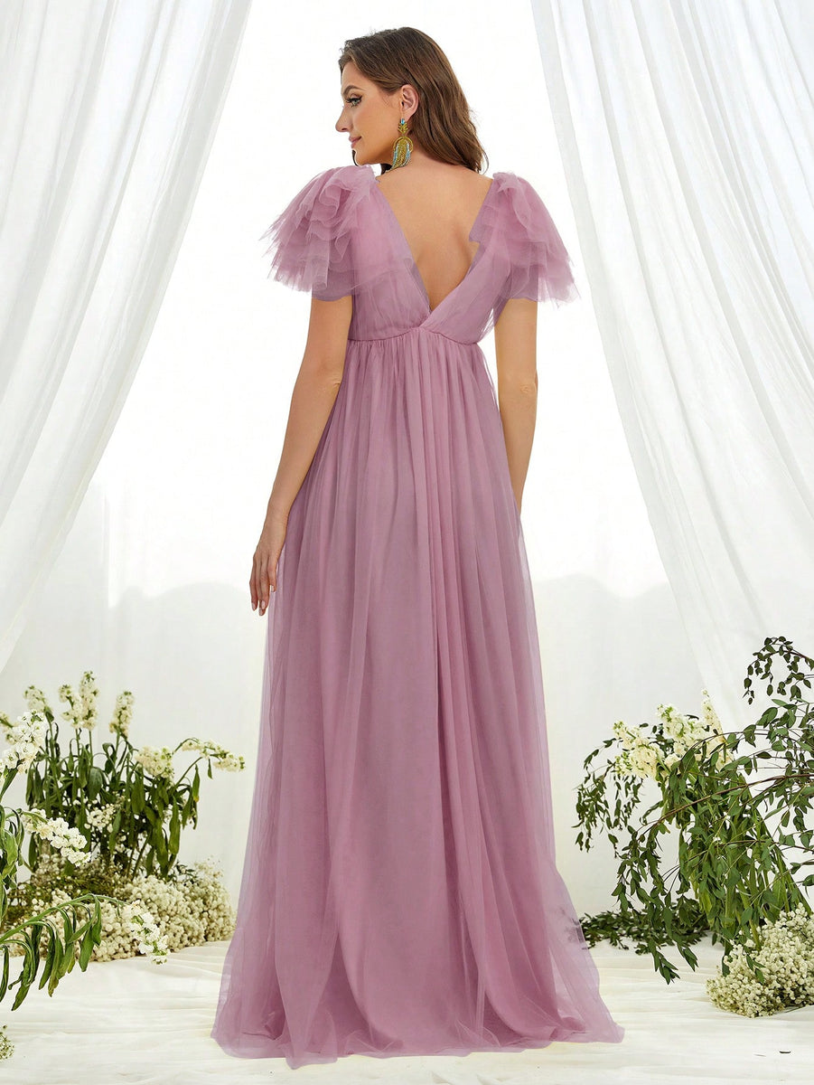 Women's Stitching Mesh Pregnant Floating Tail Long Dresses main image 0