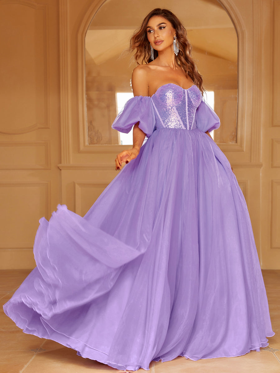 Off Shoulder Lantern Sleeve Dress main image 1