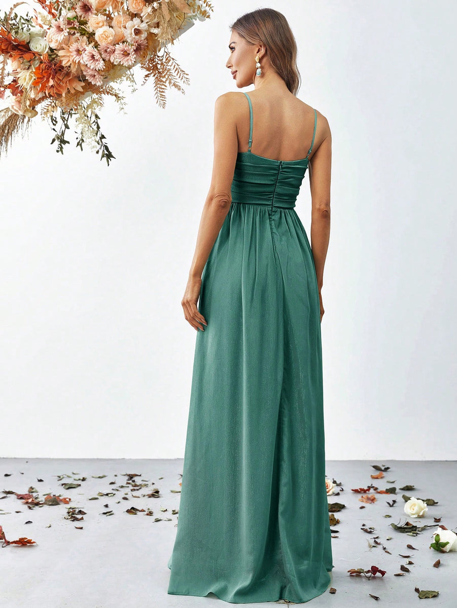 A-line Empire Chiffon Dresses with Spaghetti Straps Candy Pink