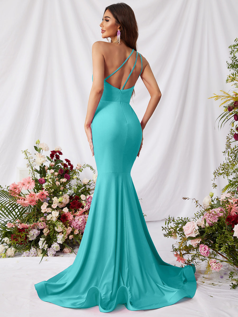 Gorgeous Mermaid Prom Dress with One Shoulder Sleeveless & Beadings