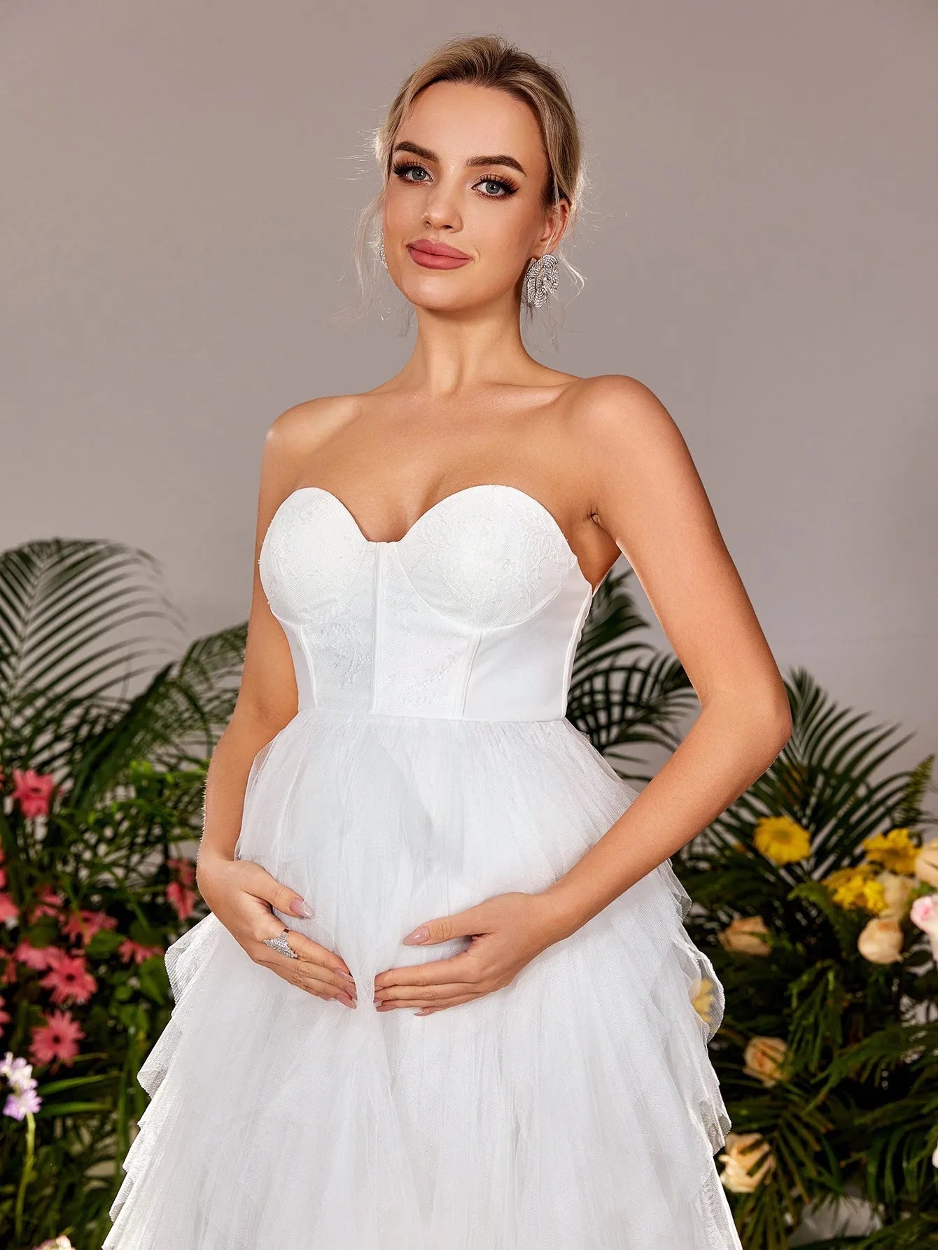 overlay party dress Backless Mini Dress With Sheer Overlay Skirt, Elegant Bridal Shower & Event Party Dress