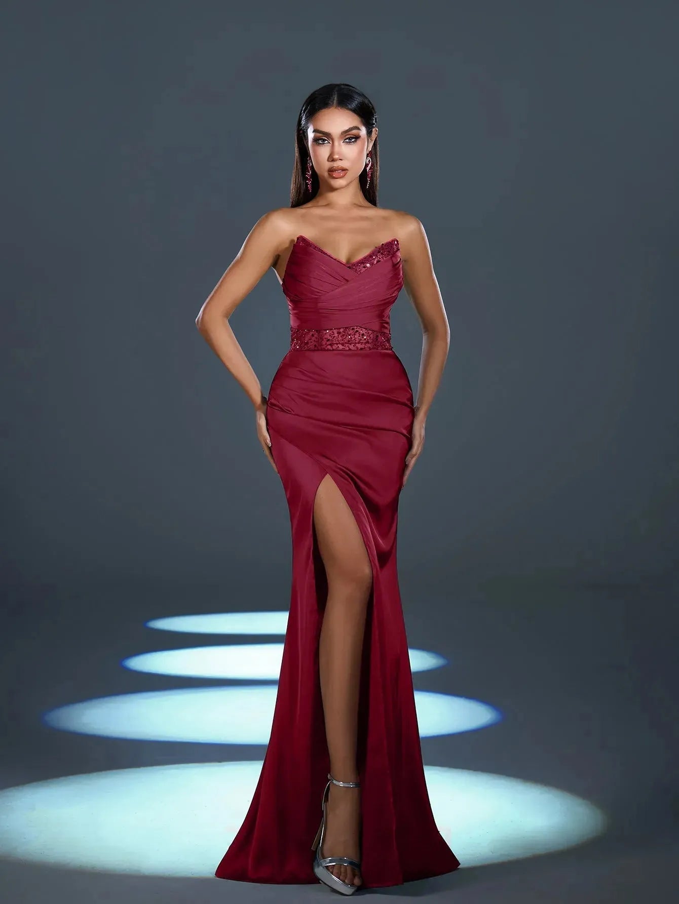 sequin split dress Mermaid Shiny Sequins Long Prom Dress With Split SEW1200 SELINADRESS