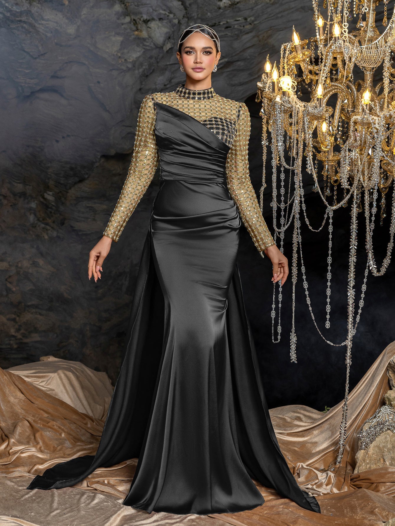 High Neck & Satin Mermaid Skirt