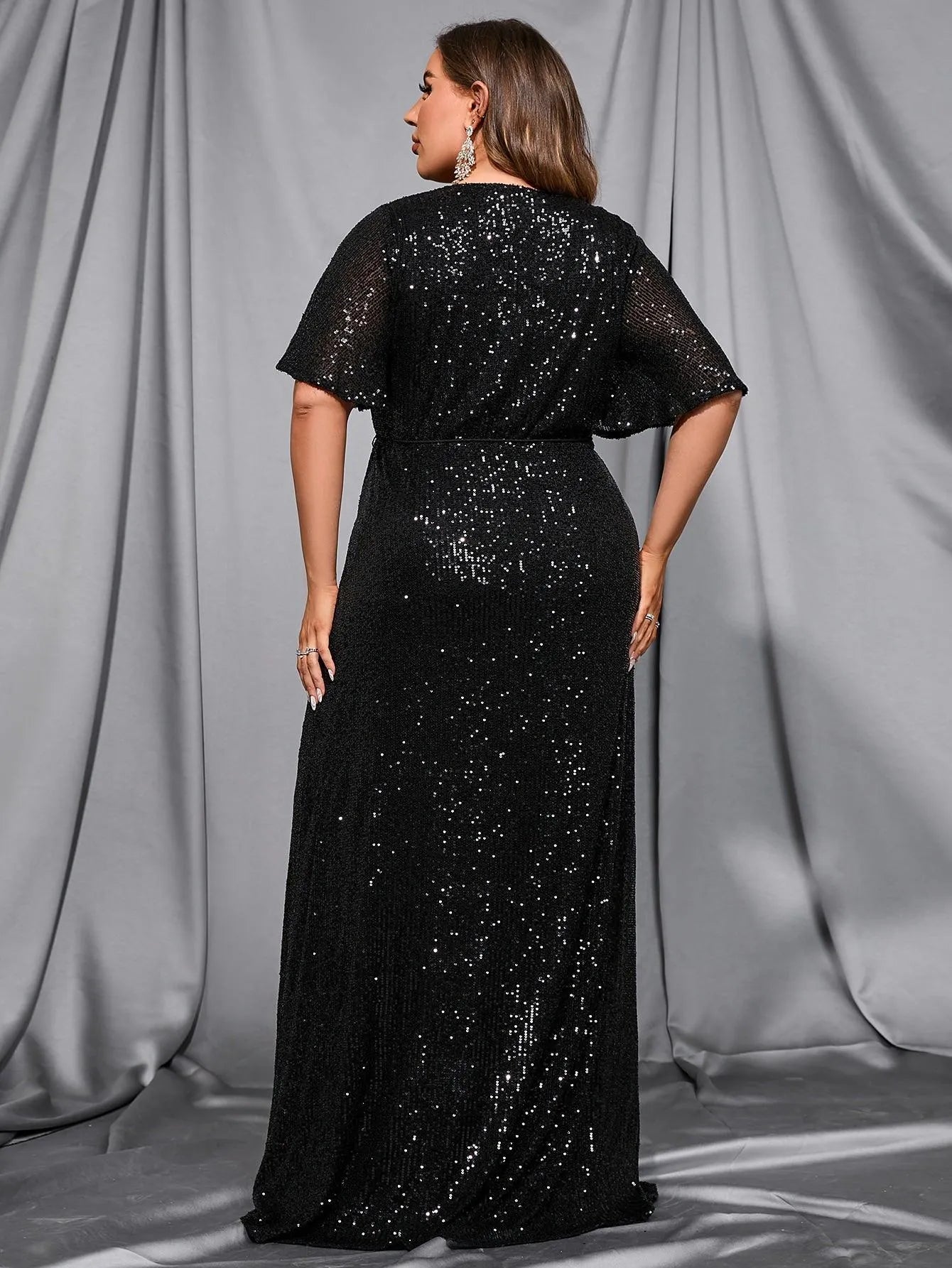 butterfly sequin prom dress Butterfly-Bodice Open-Back Long Sequin Prom Dress Rose Pink / 0