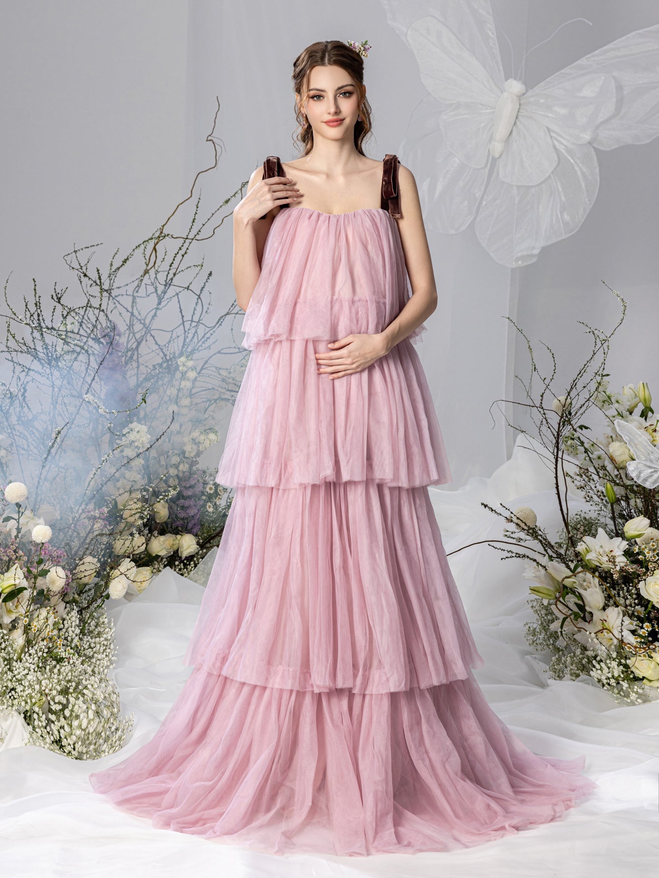 maternity wear party dresses The halter neckline accentuates your shoulders Angel Maternity Meliza Maternity Party