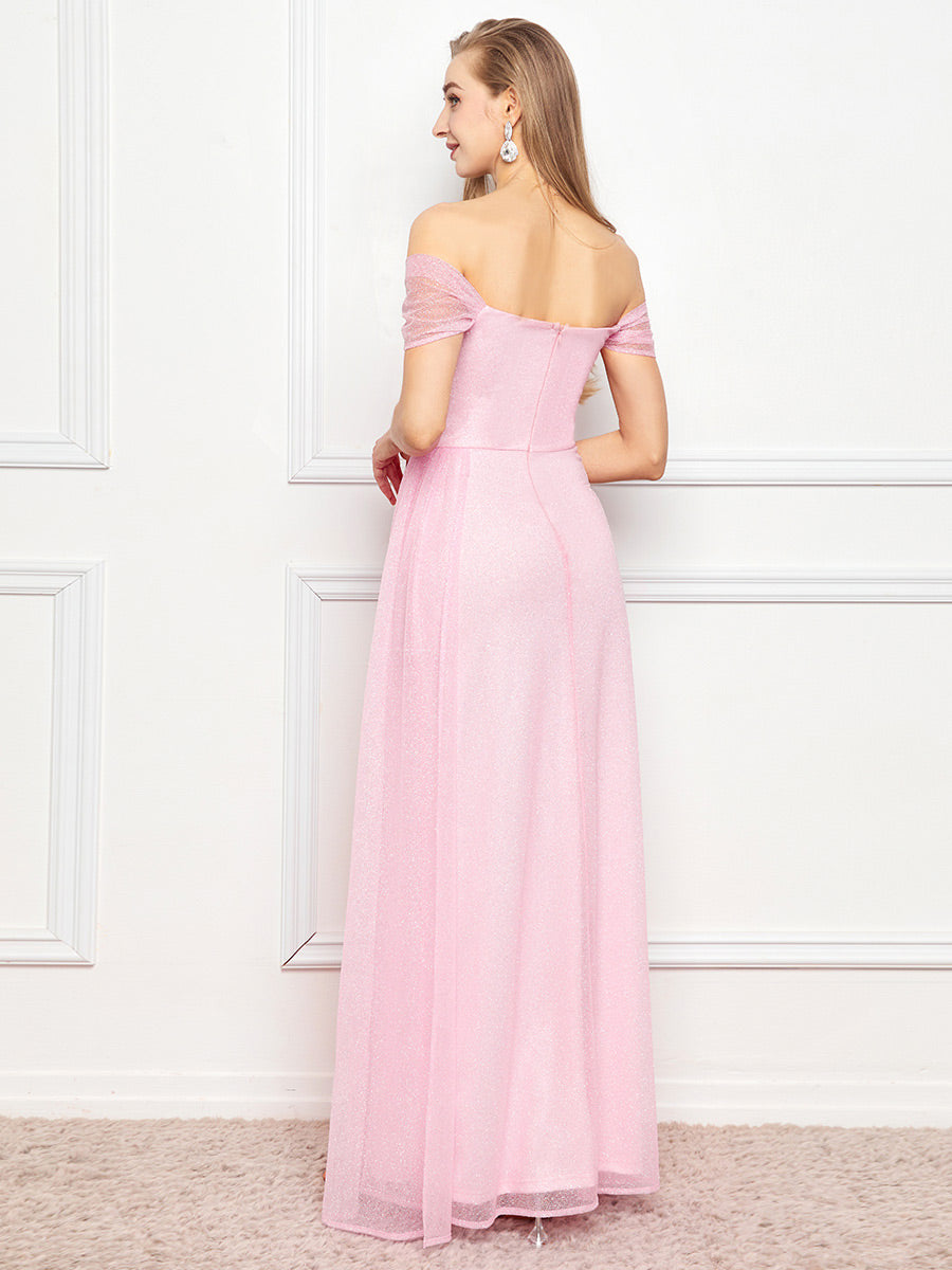 Off-shoulder Shiny Elegant Evening Dress