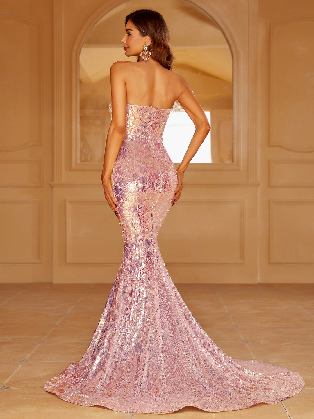 Elegant Tube Sleeveless Sequin Mermaid Dress