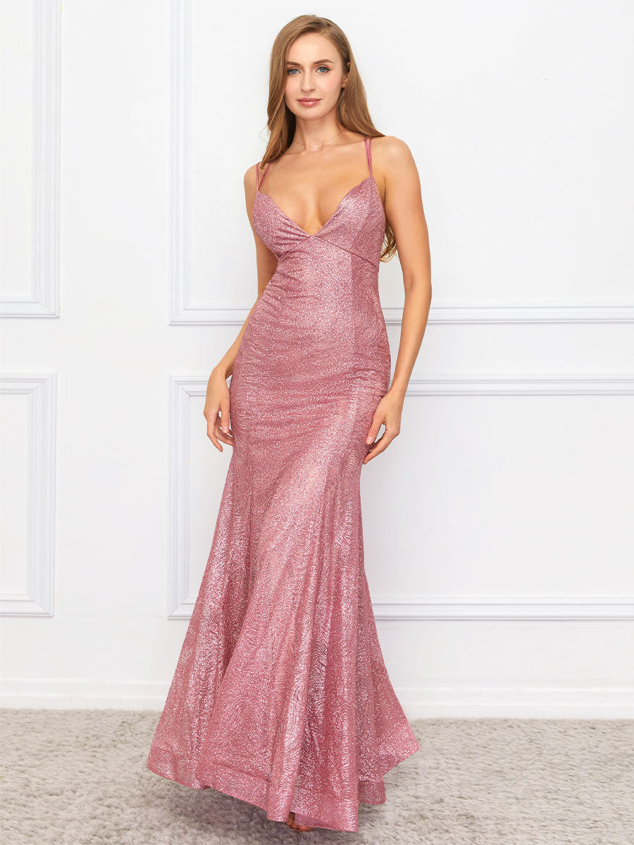 Elegant Sexy Strap Sleeveless Glitter Dress