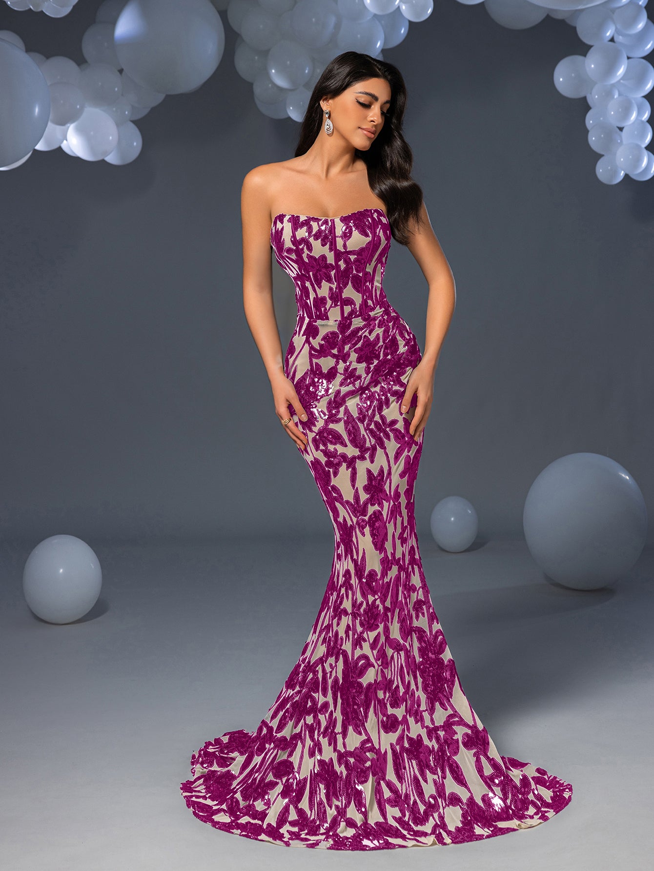 mermaid hem dress Elegant High Slit Mermaid Hem Satin Evening Dress with Sequinl Accents Champagne / S