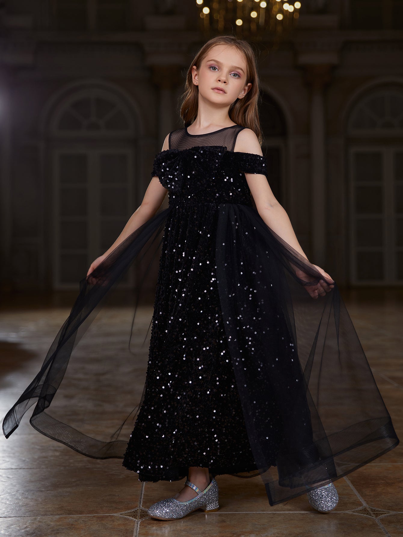 cold shoulder sequin party dress Modest Ball Gown Off The Shoulder Sequin Long Party Dress Gray Prom Dr PreppyDress