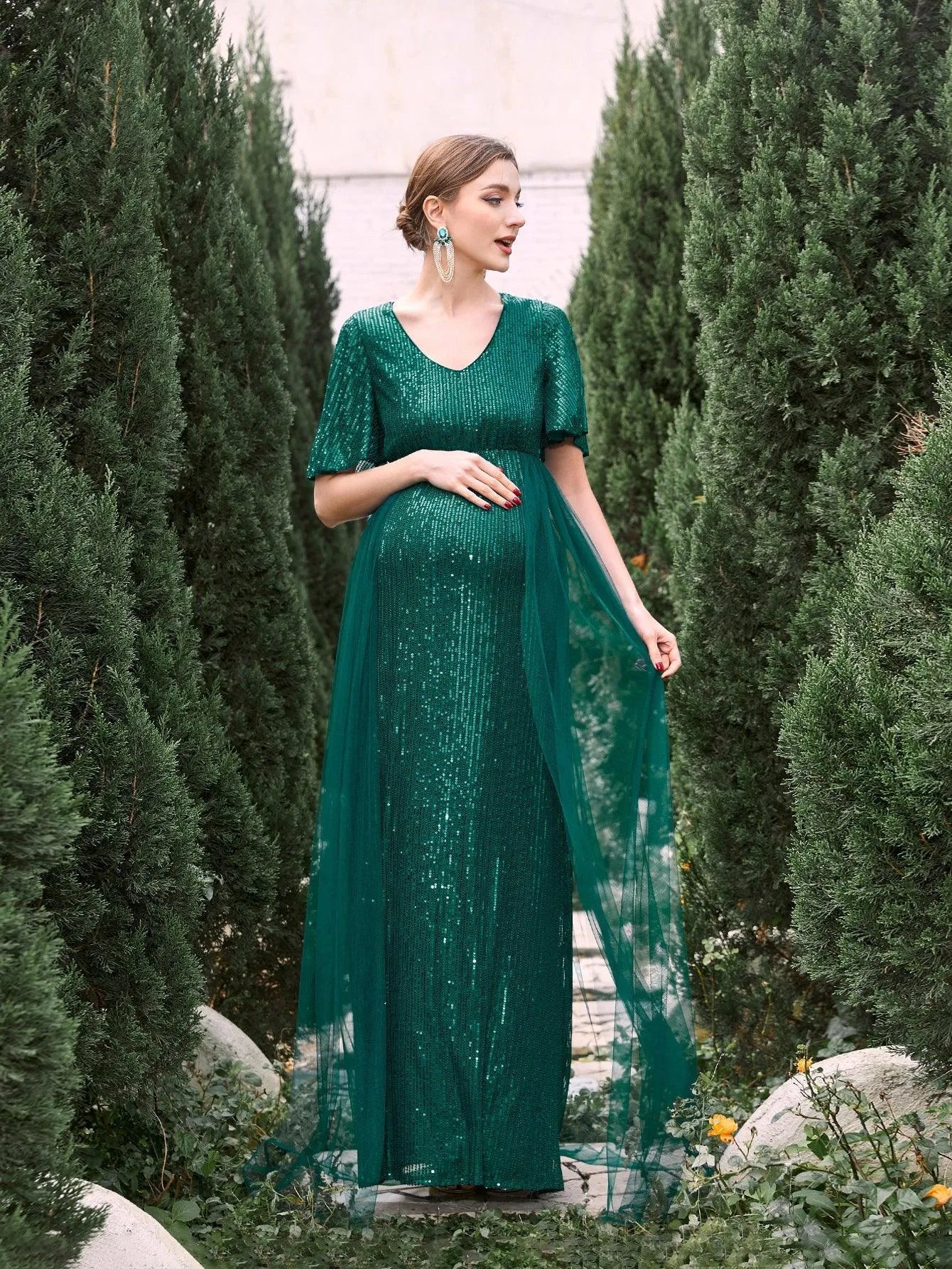 green sequin maternity dress Forest Green Bow Front Sleeveless Sequin Maternity Mini Dress