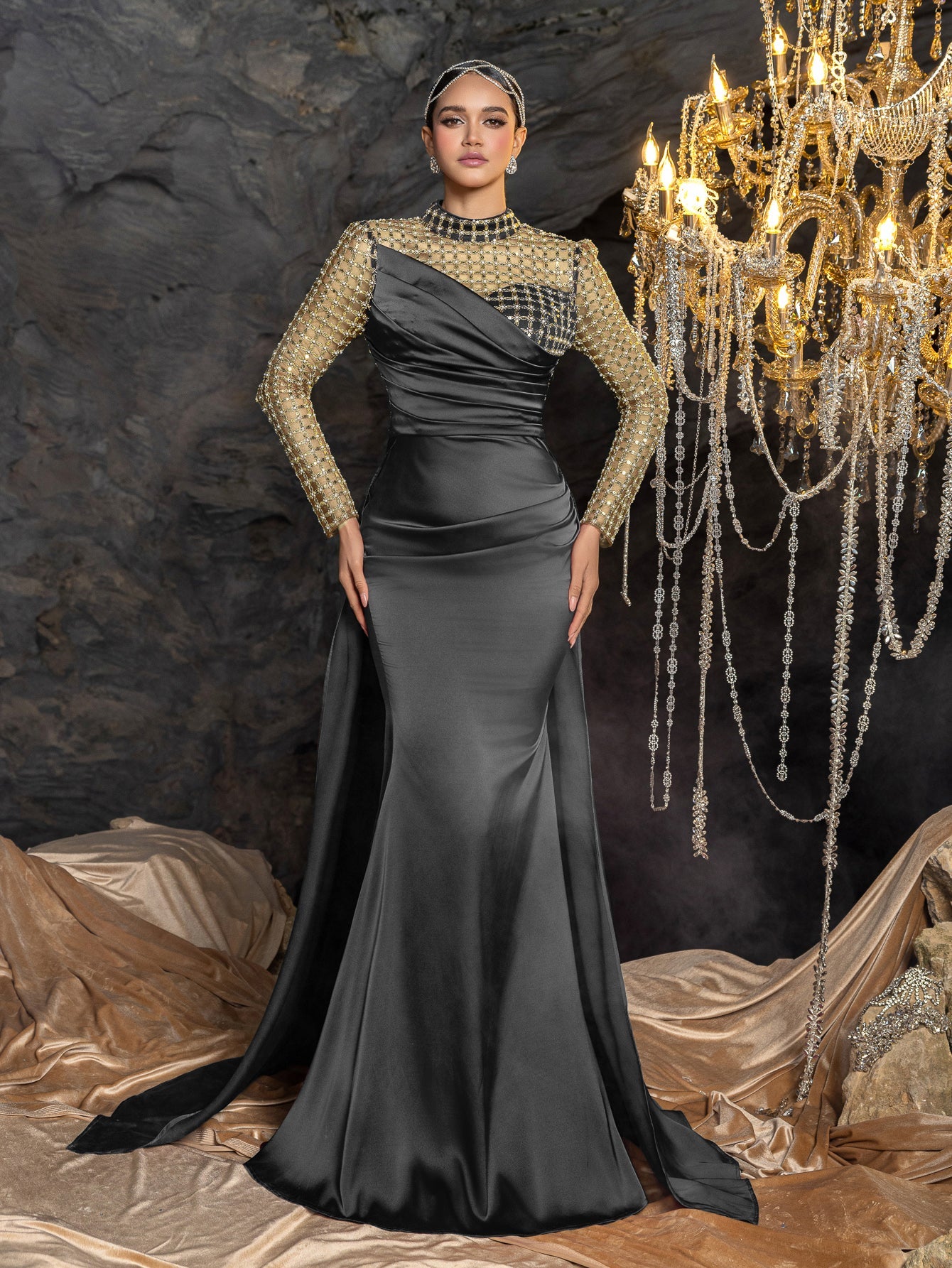 High Neck & Satin Mermaid Skirt