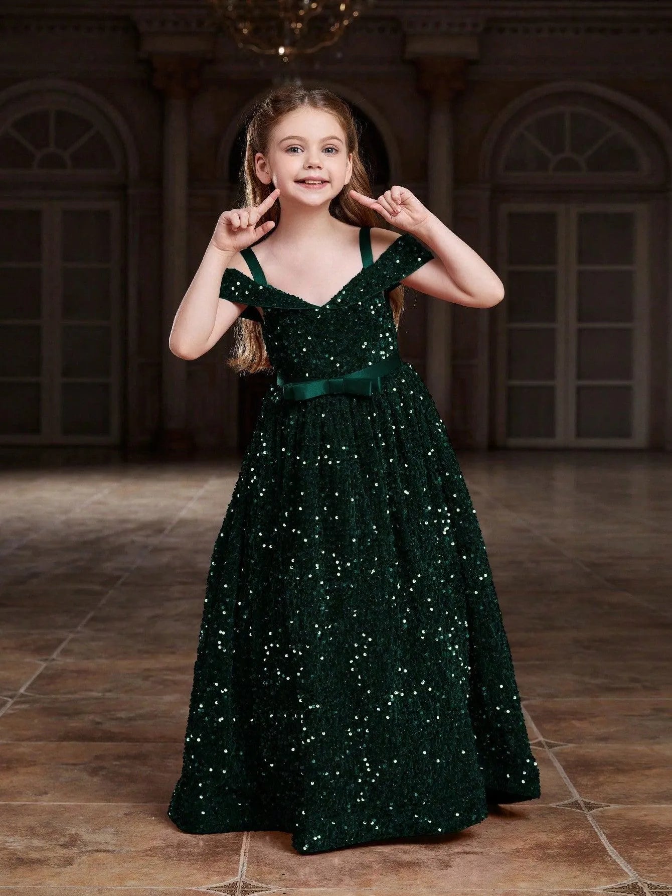 Tween Girls' Off Shoulder High Low Hem Sequin Dress Champagne / 12Y Tween Girls' Off Shoulder High Low Hem Sequin Dress Champagne / 12Y