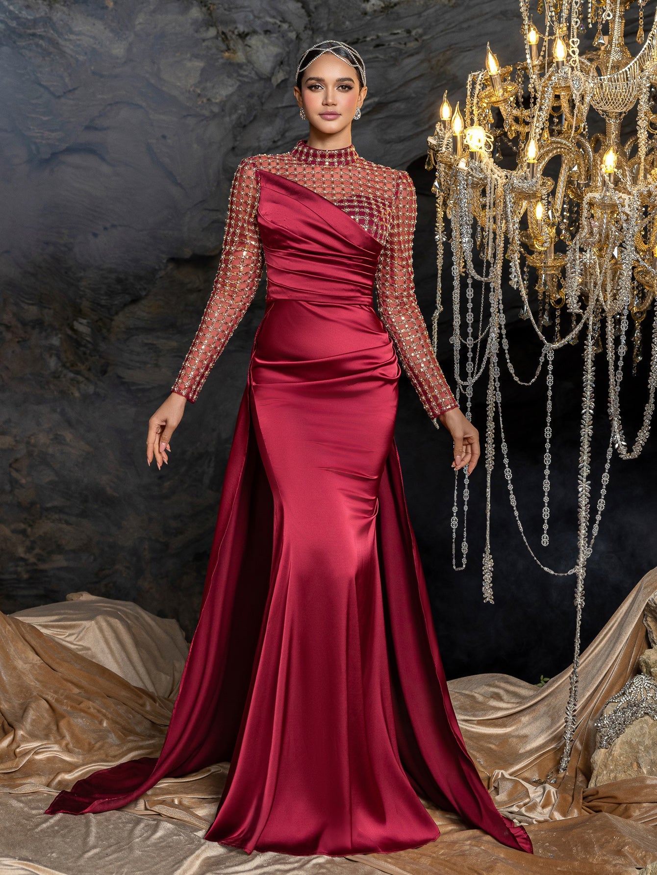 High Neck & Satin Mermaid Skirt