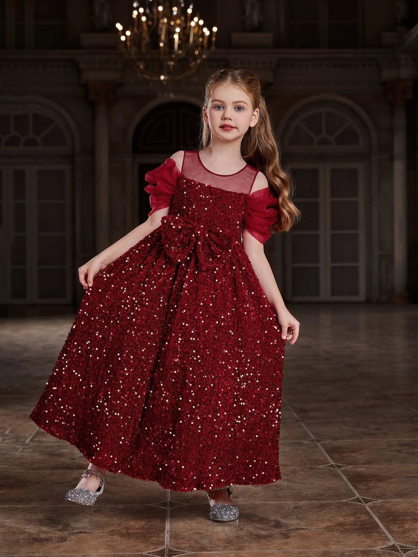 tween girls party dress Tween Girls' Sequin Tube Party Dress Removable Cape Elonnashop
