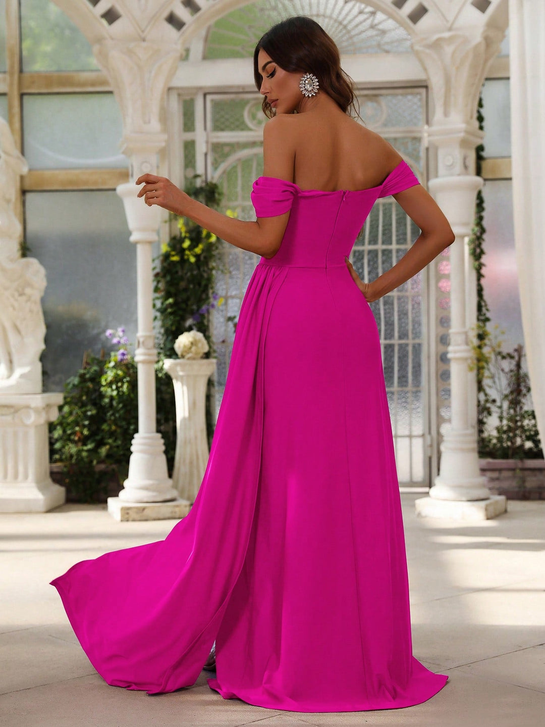 off shoulder dress for women Off-Shoulder Long Classy Formal with Side Slit Emerald / XSmall grade finish from every angle Off Shoulder Beaded Corset Long