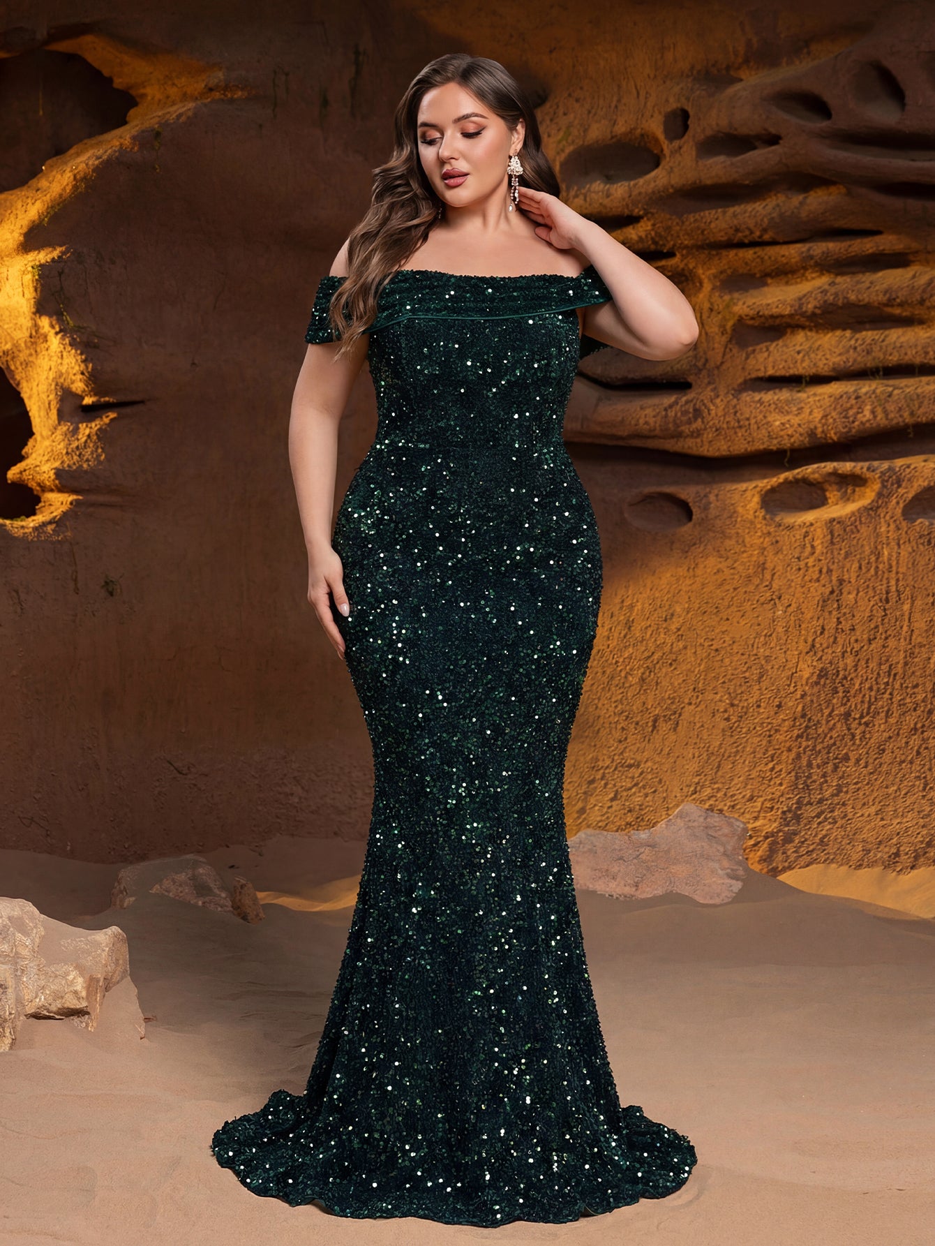 Plus Size Off Shoulder Mermaid Prom Dress  Faeriesty