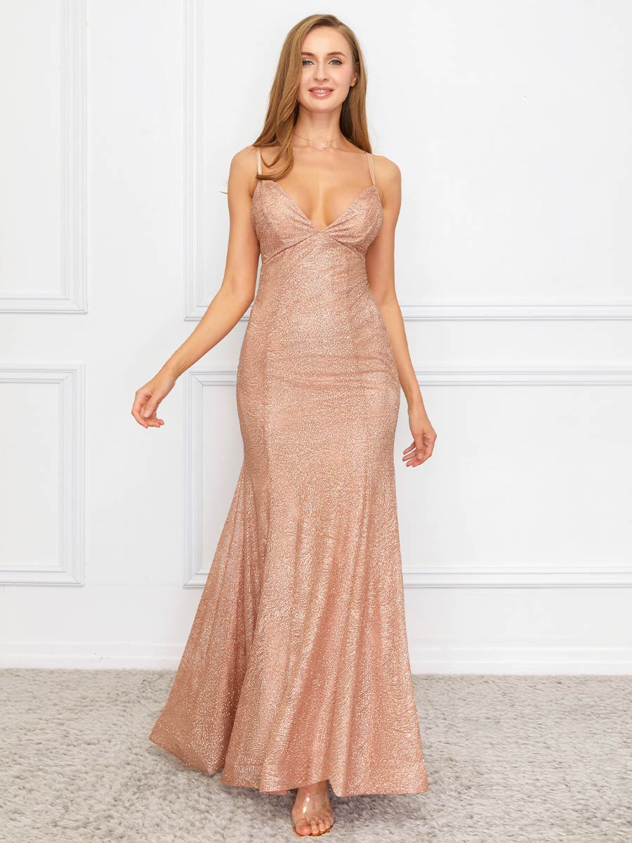 Elegant Sexy Strap Sleeveless Glitter Dress