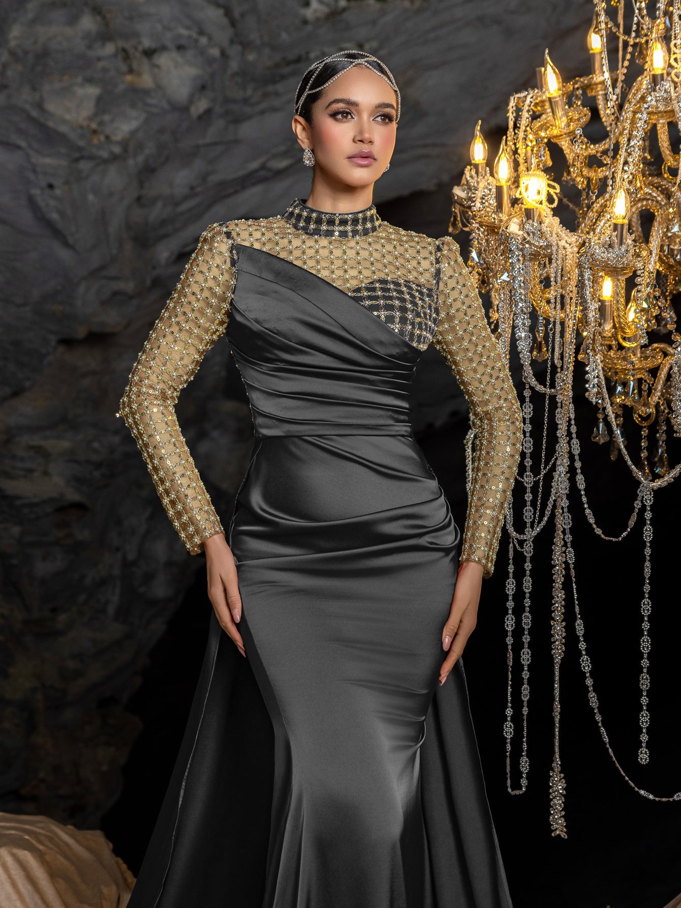 High Neck & Satin Mermaid Skirt