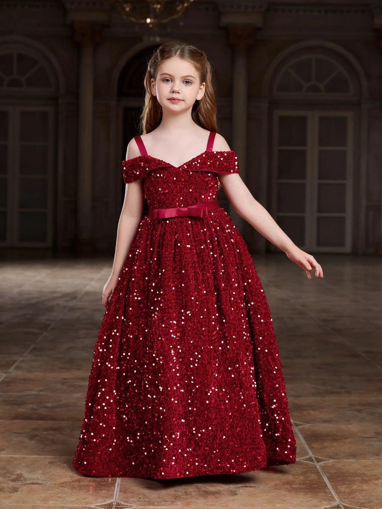 formal dresses for tween girls Tween Girls' Sweetheart Collar Mesh Overlay Sequin Mermaid Dress Elonnashop