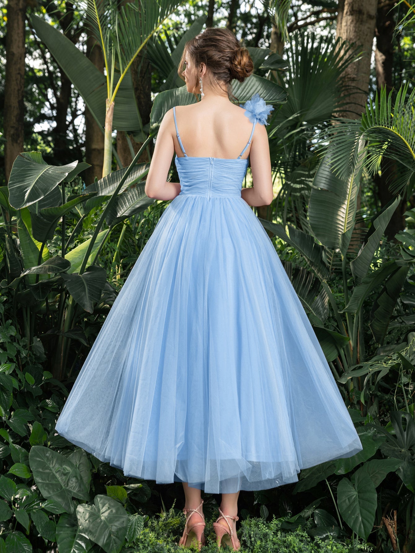 Midi Romantic Tulle Gown Elegant Dress for Garden Weddings, Charity Faeriesty Midi Romantic Tulle Gown Elegant Dress for Garden Weddings, Charity Faeriesty