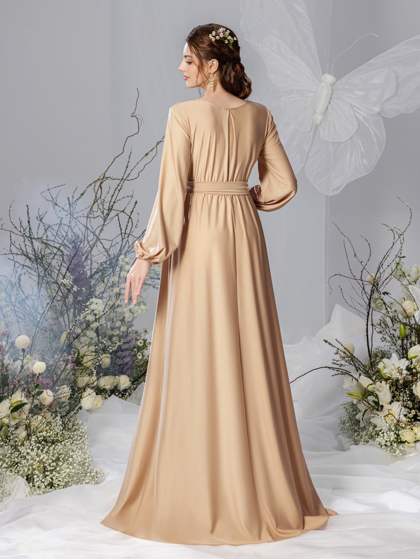 maternity a line dress Azazie Allessia Stretch Satin Dress