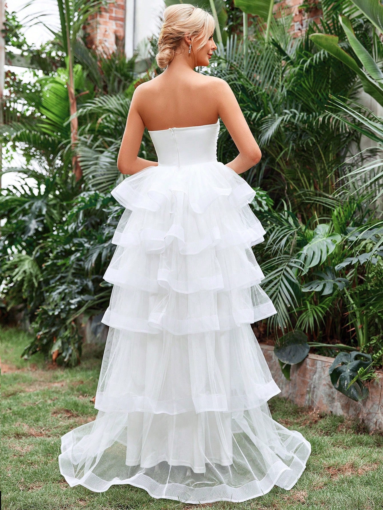 Ruffle Layered Hem Tube Wedding Dresses – Faeriesty