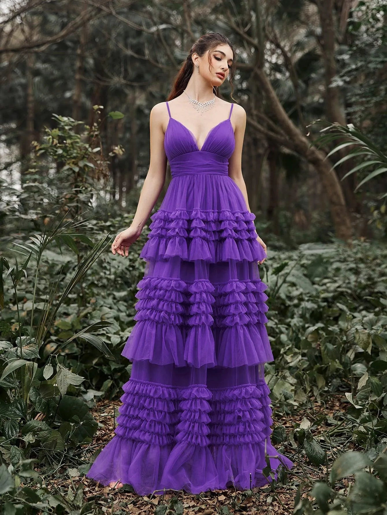 purple tiered tulle dress Corset Thin Strap Purple Tiered Tulle Prom & Dance Dress
