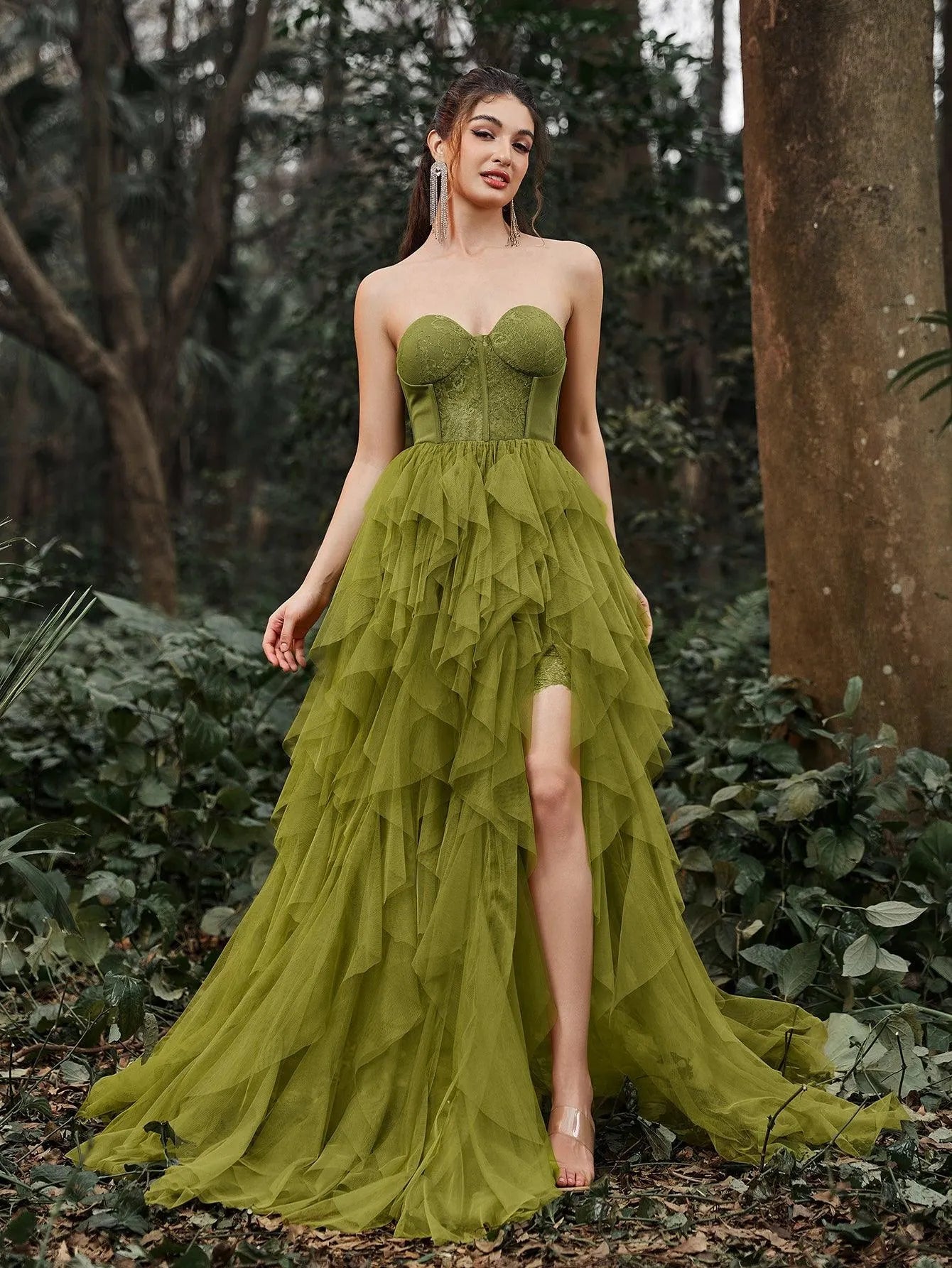 moontrait layered dress Mireya Bustier Tulle Maxi Dress