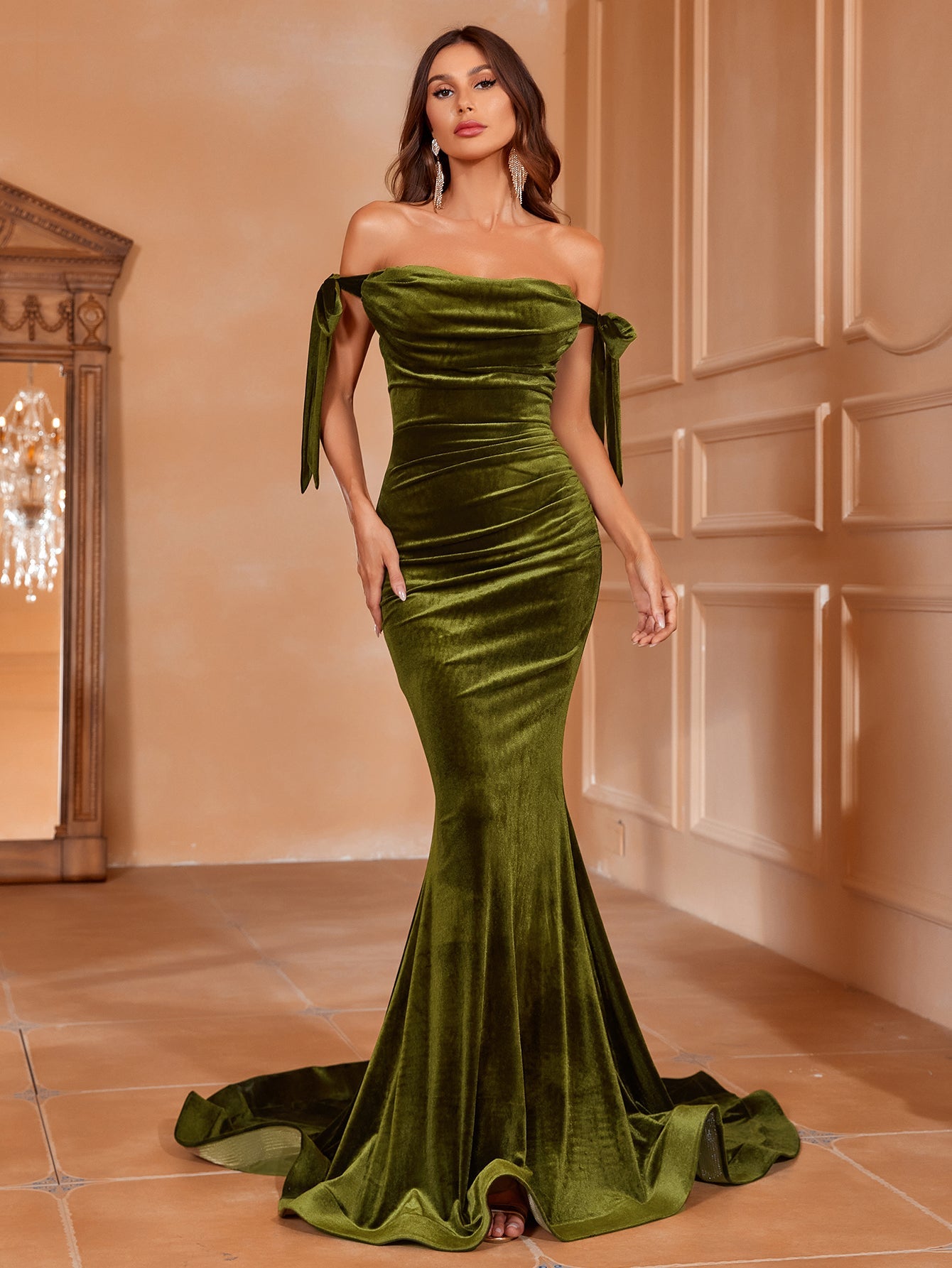 off the shoulder celebrity dresses Luxury Off Shoulder Mermaid Evening Dresses Crystal... From Dresstop, Rs.25,131.25