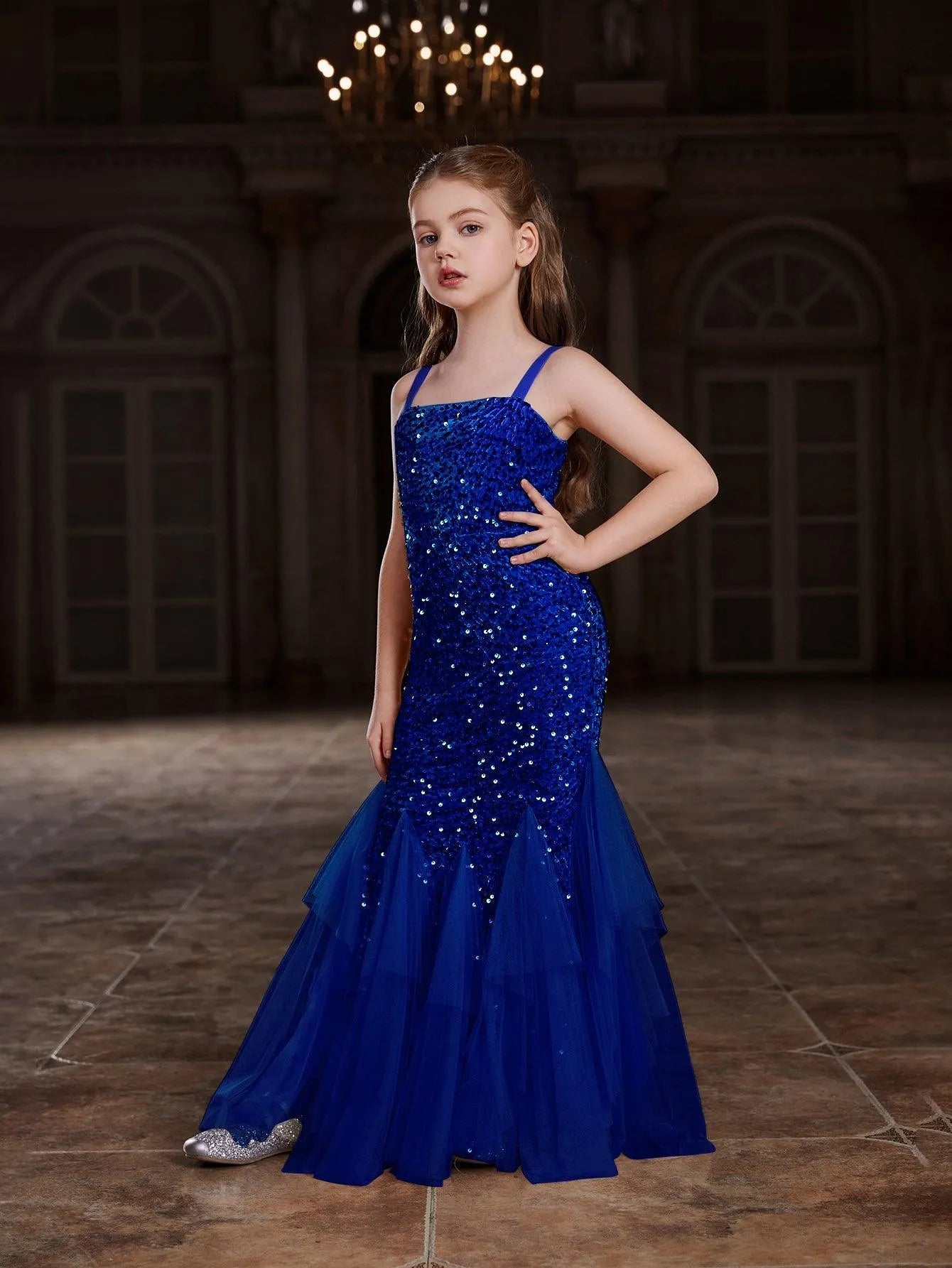 Tween Girls' Sleeveless Mesh Overlay Sequin Mermaid Party Dress Champagne / 9Y Tween Girls' Sleeveless Mesh Overlay Sequin Mermaid Party Dress Champagne / 9Y