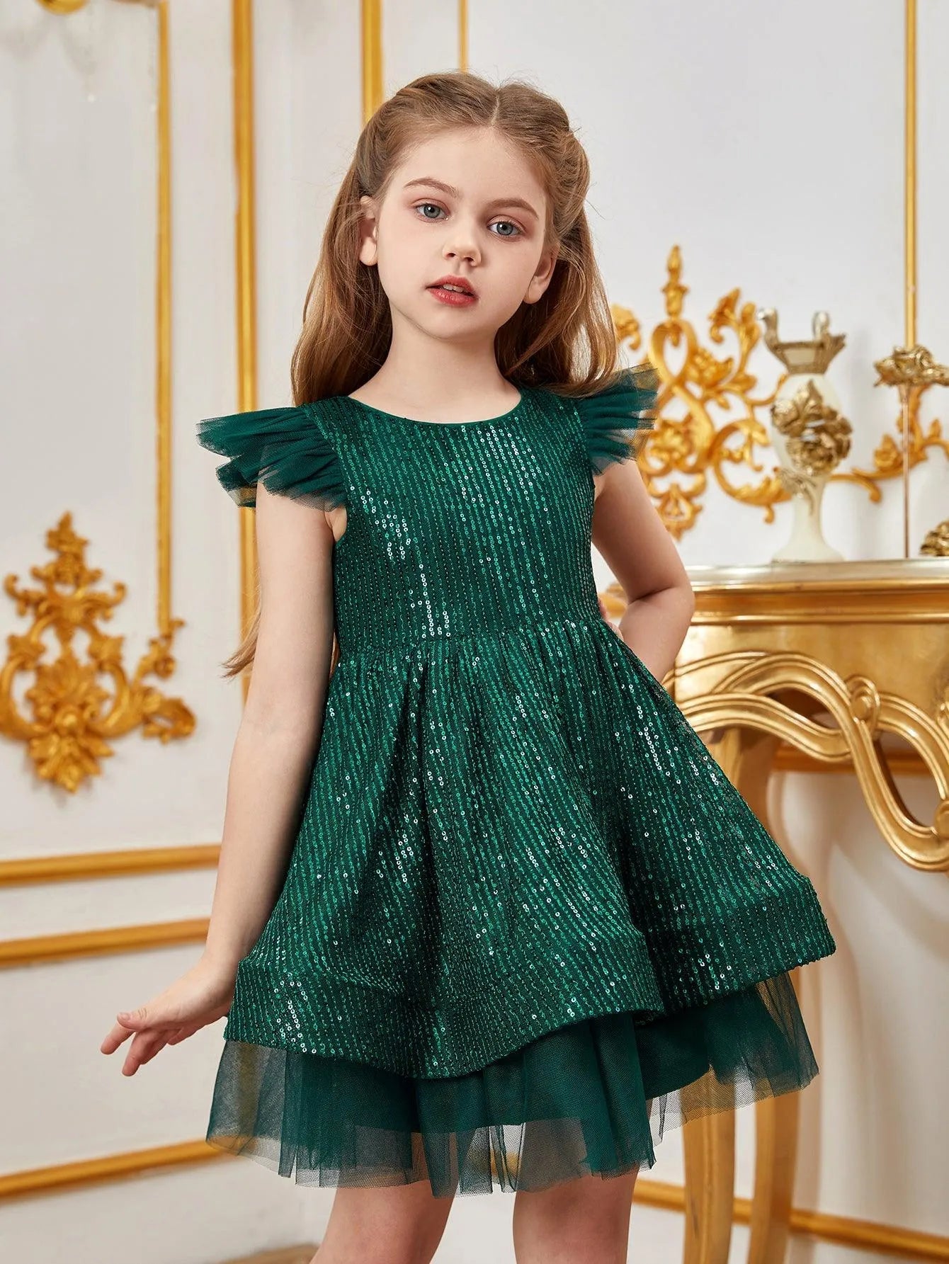sequin dress cap sleeve Mermaid Cap Sleeves Dark Green Open Back Sequin Prom Dress PG487 Custom Size / Dark Green