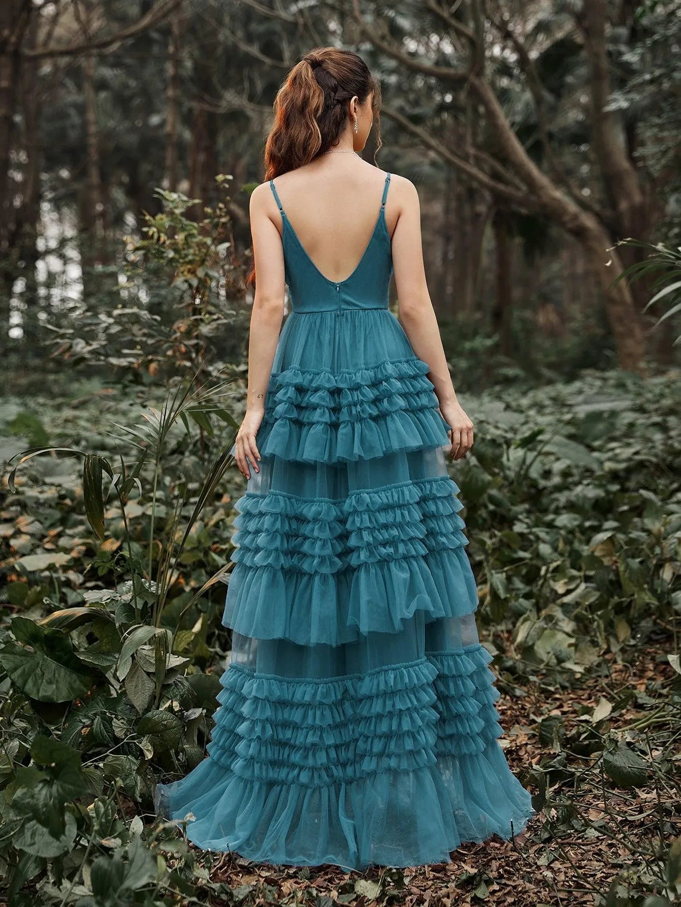 tulle tiered prom dress Beautiful Blue Tiered Tulle A-line Floor Length Sweetheart Prom Dresses, MP769