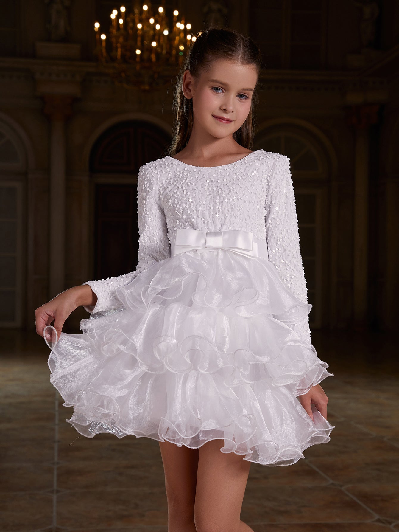 organza hem dress Strecth Velvet Long Dress with Organza Layered Hem ROYAL BLUE