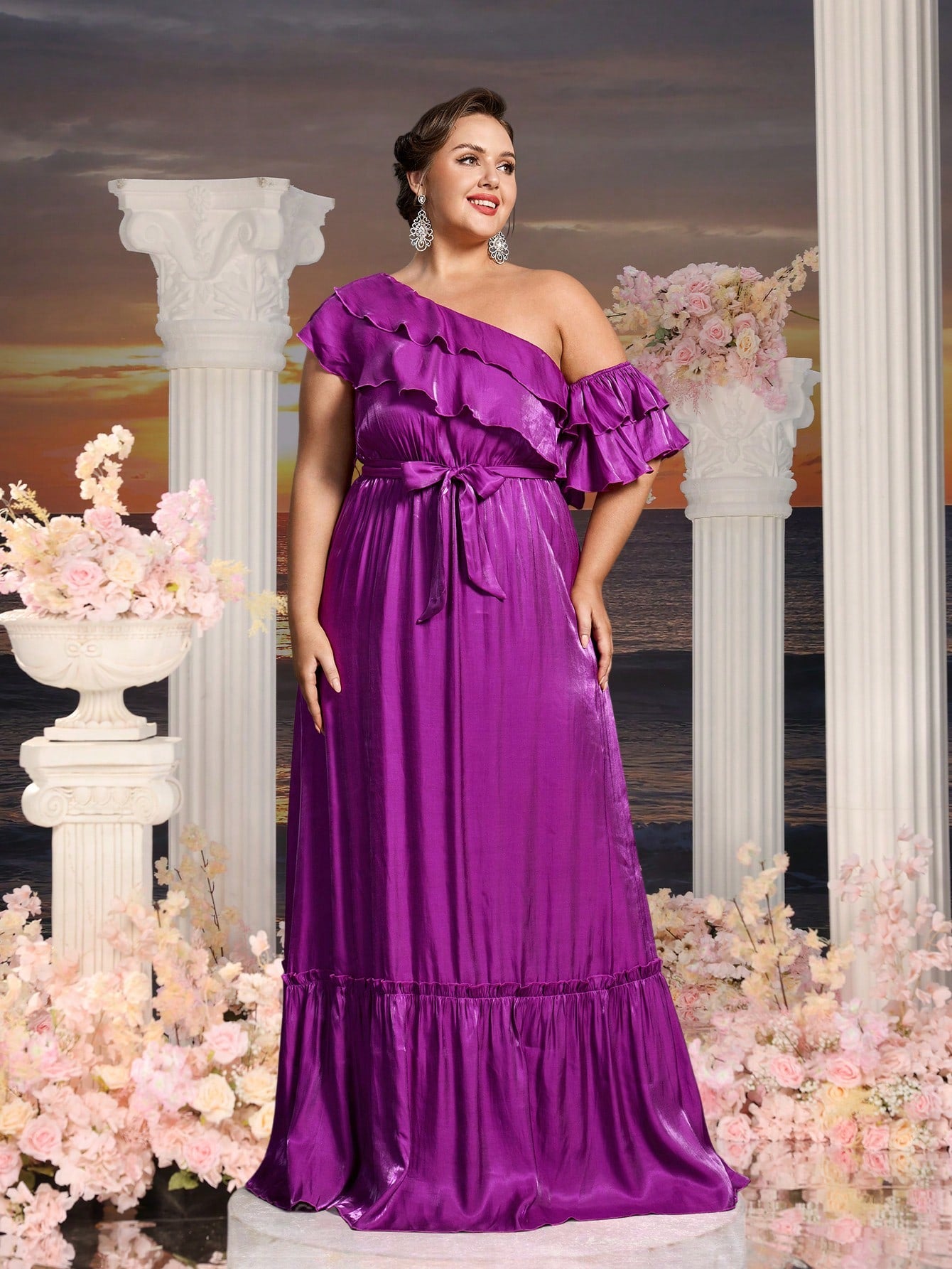 purple a line dresses Floor Length Purple Strapless Embroidery A-Line Formal Dresses