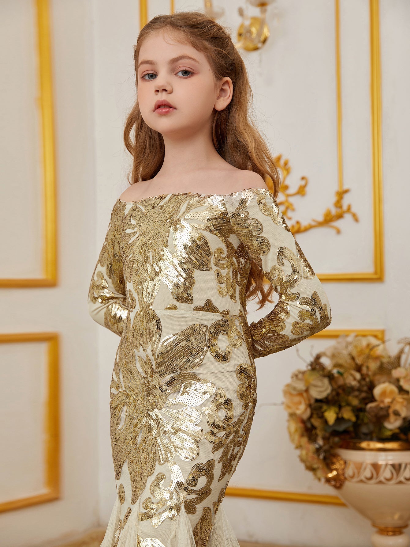gold dresses for tweens Girls Dress Style 7013