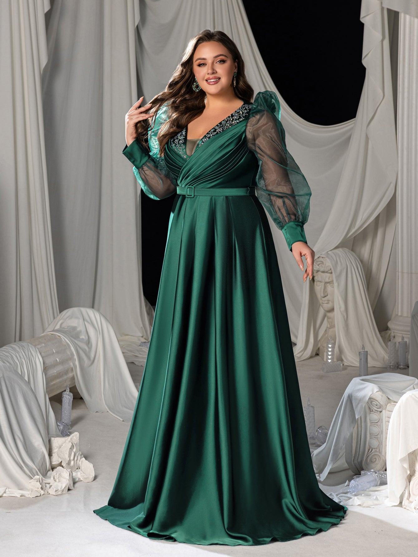 satin dress with tulle sleeves Off the shoulder satin wedding dress