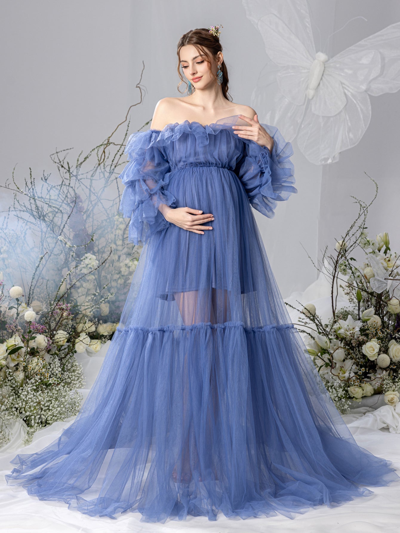 mesh overlay ruffle dress Layered Ruffle Mesh Overlay Dress