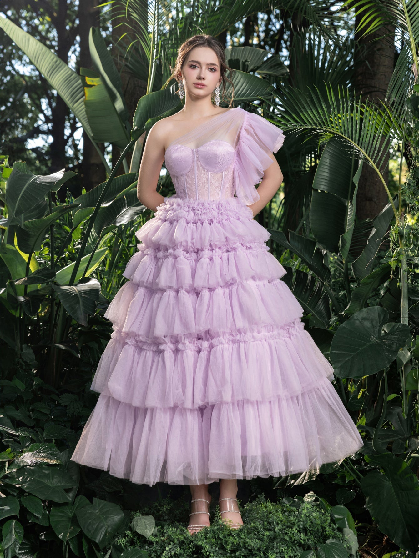 ethereal formal dresses Ethereal Pink Puff-sleeve Prom Dress
