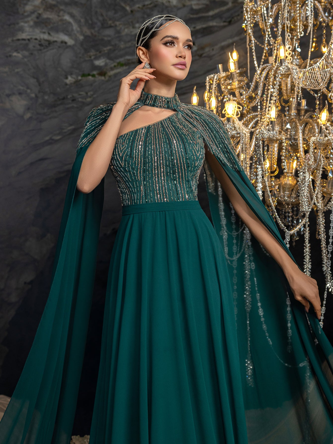 Asymmetrical Cutout & Beaded Embroidery